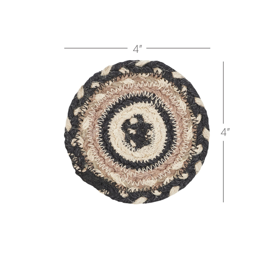 Sawyer Mill Charcoal Creme Jute Coaster Set of 6